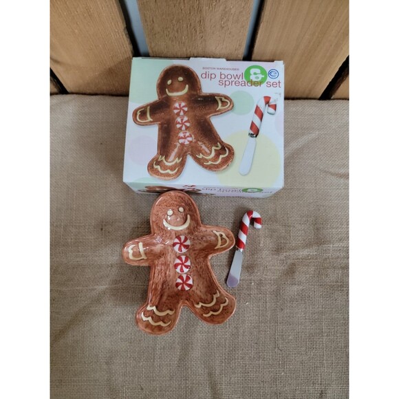 Gingerbread Man Dip Bowl And Spreader Set - Picture 4 of 4